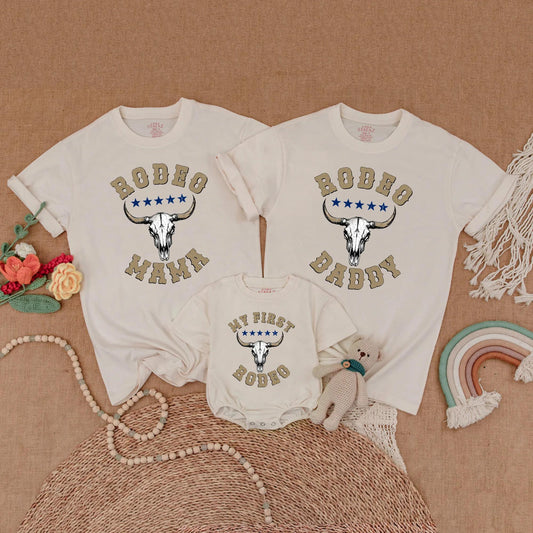 My First Rodeo Family Birthday Matching Shirt Cowboy Theme Wild West Western Outfits Birthday Boy Mama Outfit