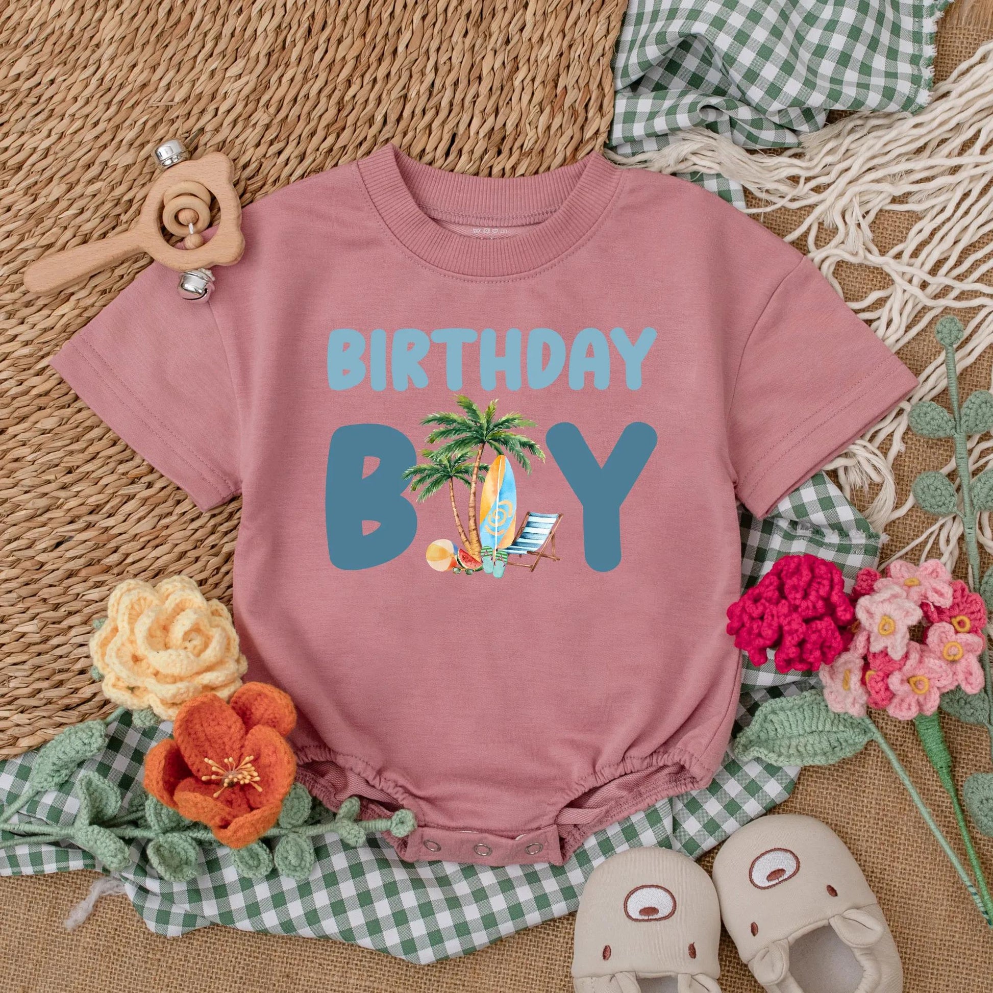 Personalized Surf's Up First Birthday Boy Romper, Beach Party Bodysuit, Custom Name, Ocean Theme Cake Smash Outfit, Summer Baby, Coastal Gift (139 chars)