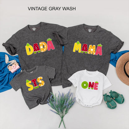 Fruit Matching Family T-Shirts Adorable Summer Outfit for First Birthday Parties and Outings Personalized with Your Names