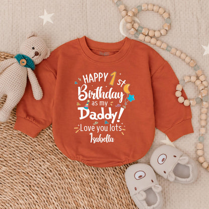 Happy 1st Birthday as Daddy Baby Romper, Custom 1st Birthday Bodysuit, Cute Baby Girl Clothes, Daddy's Girl Gift