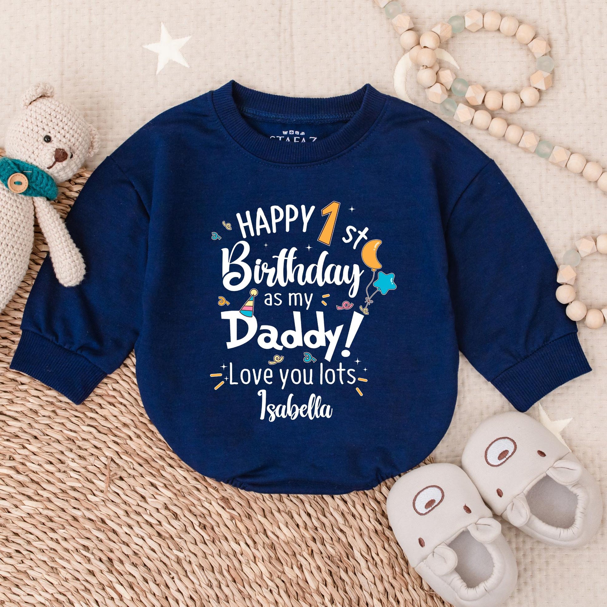 Happy 1st Birthday as Daddy Baby Romper, Custom 1st Birthday Bodysuit, Cute Baby Girl Clothes, Daddy's Girl Gift