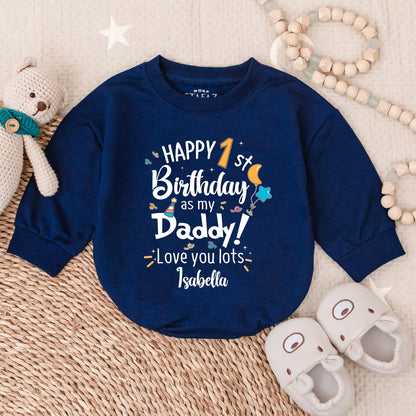 Happy 1st Birthday as Daddy Baby Romper, Custom 1st Birthday Bodysuit, Cute Baby Girl Clothes, Daddy's Girl Gift