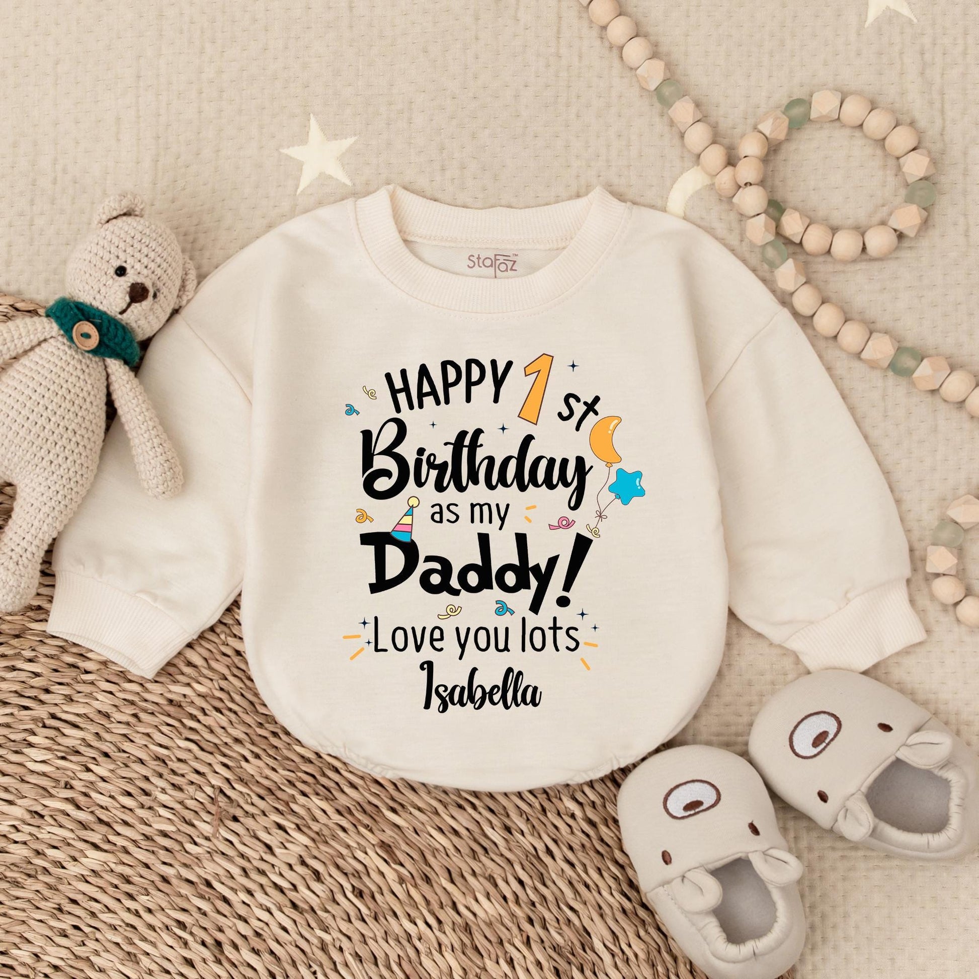 Happy 1st Birthday as Daddy Baby Romper, Custom 1st Birthday Bodysuit, Cute Baby Girl Clothes, Daddy's Girl Gift