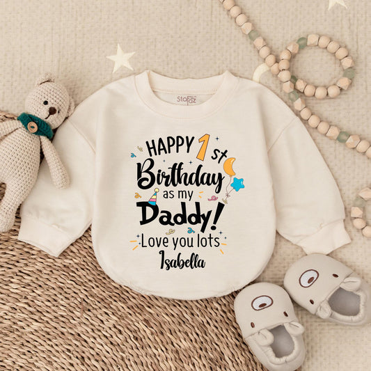 Happy 1st Birthday as Daddy Baby Romper, Custom 1st Birthday Bodysuit, Cute Baby Girl Clothes, Daddy's Girl Gift