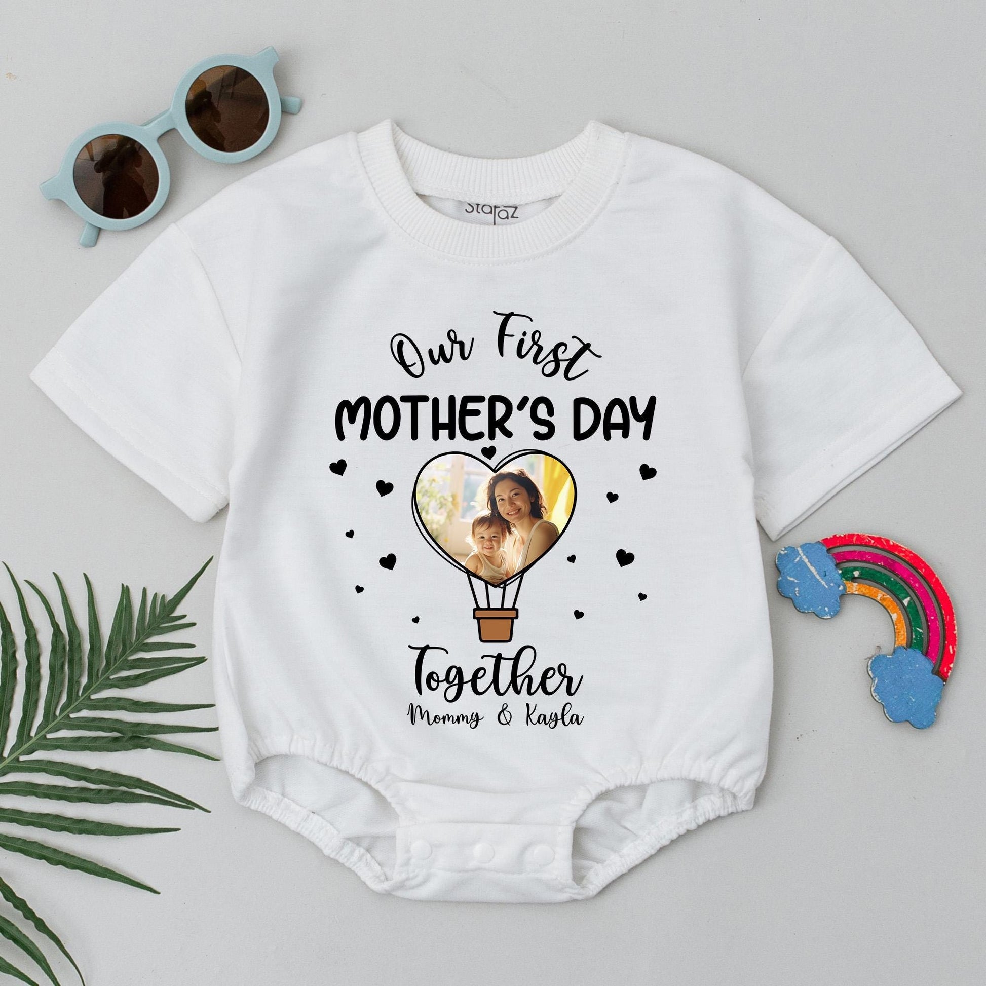 Personalized First Mother's Day Shirt for Baby & Mom - Custom Photo & Name Gift Set - New Mom & Baby Outfit