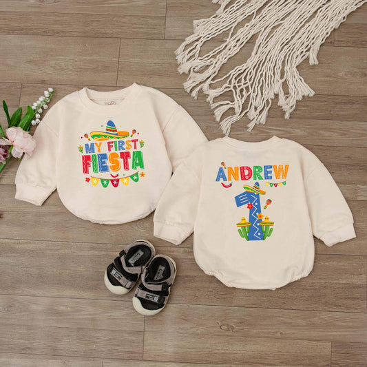 My First Fiesta Baby Boy Mexican Theme Bubble Romper Birthday Outfit Newborn Bodysuit