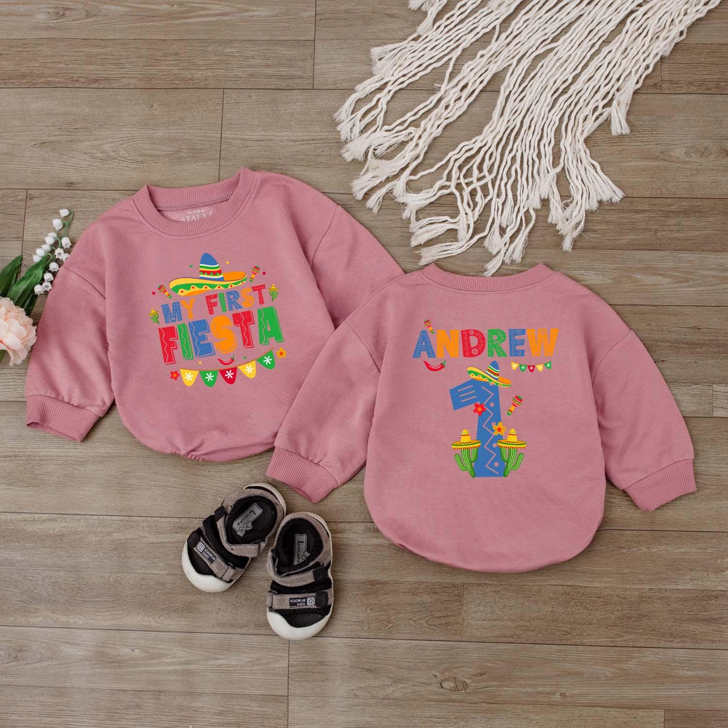 My First Fiesta Baby Boy Mexican Theme Bubble Romper Birthday Outfit Newborn Bodysuit