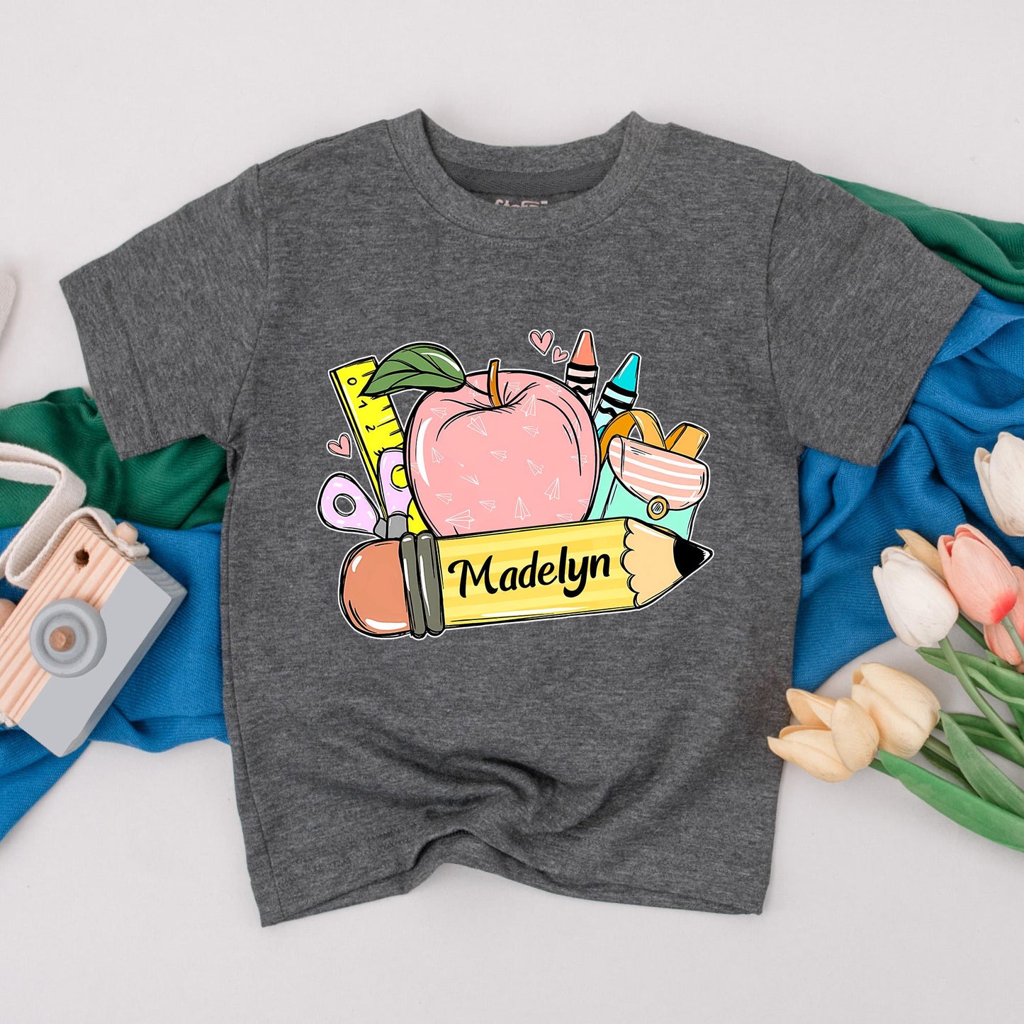 Personalized First Day of School Shirt for Toddler Girl, Custom Name Preschool Outfit, Kindergarten Kids Gift, Back to School Tee