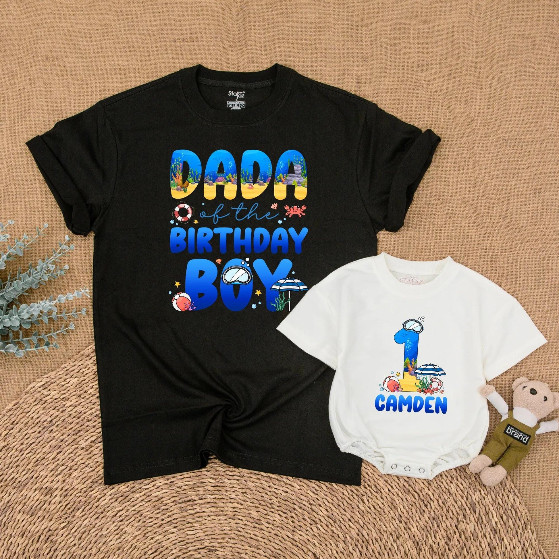 Ocean Birthday Matching Family Shirts Sea Animals Theme First Birthday Party Gift "Oneder the Sea" "Whale Birthday"