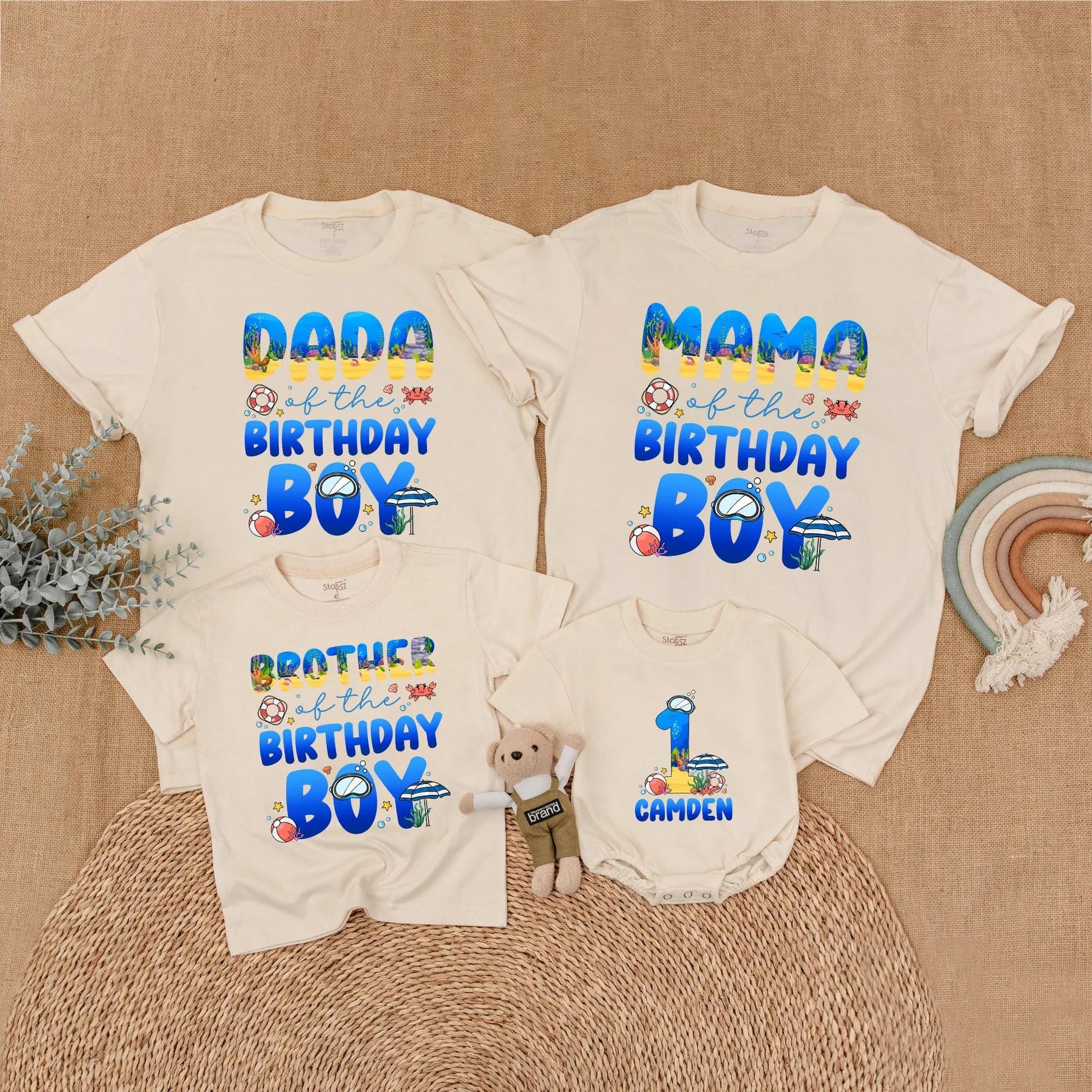 Ocean Birthday Matching Family Shirts Sea Animals Theme First Birthday Party Gift "Oneder the Sea" "Whale Birthday"