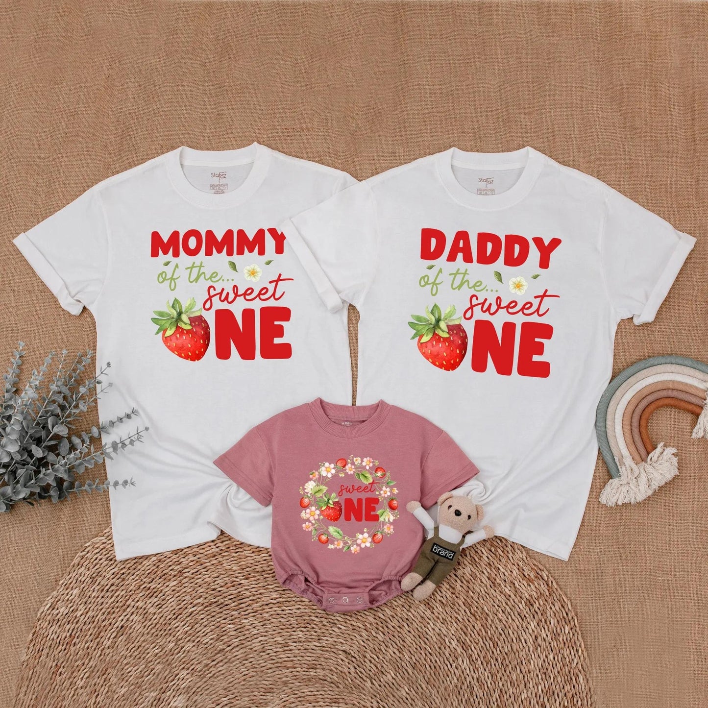 Berry Sweet First Birthday Family Matching Outfits Strawberry 1st Birthday Girl Party Theme