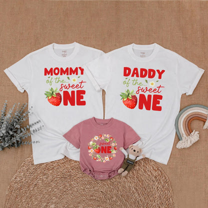 Berry Sweet First Birthday Family Matching Outfits Strawberry 1st Birthday Girl Party Theme