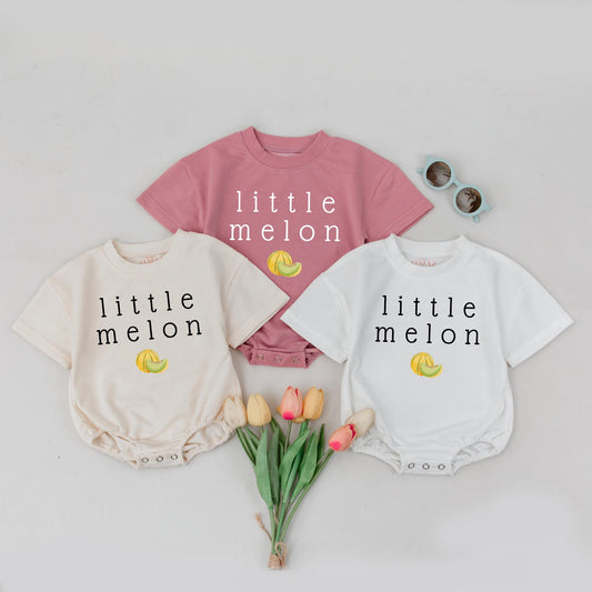 Little Melon Baby Romper – Cute Fruit Pun Summer Outfit for Baby Girl or Boy, Short Sleeve Romper Gift Idea
