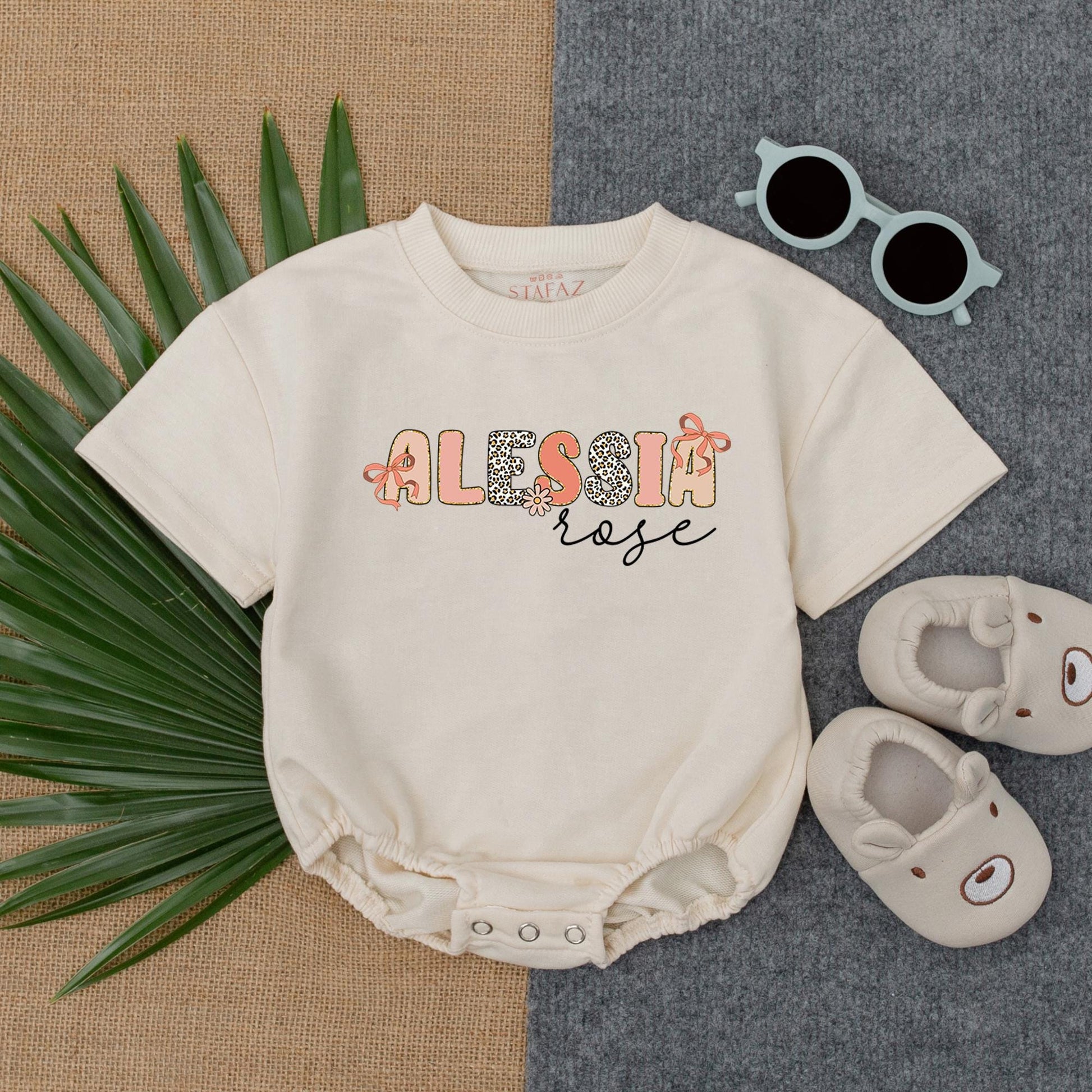 Personalized First Last Name Baby Girl Bubble Romper Newborn Outfit Baby Shower Gift Custom Infant Going Home Suit