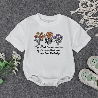 My Dad Loves Music Baby Romper Sweet Wildflower Outfit Infant Newborn Gift Bodysuit or Sweatshirt for Music Lover Dad