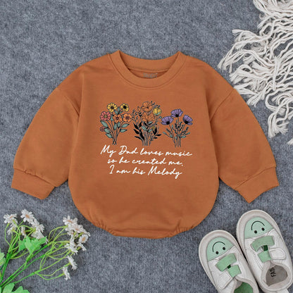 My Dad Loves Music Baby Romper Sweet Wildflower Outfit Infant Newborn Gift Bodysuit or Sweatshirt for Music Lover Dad