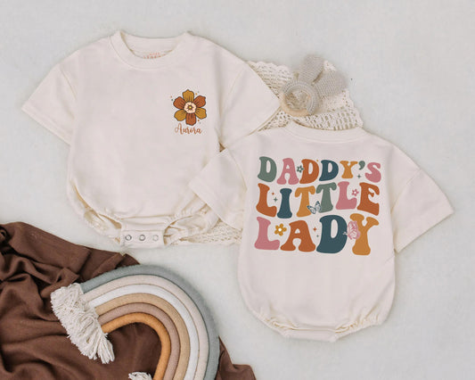 Daddy's Little Lady Romper Personalized Baby Girl Outfit Custom Infant Bodysuit Newborn Baby Gift for Dad