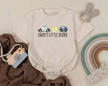 Daddy's Little Rookie Police Baby Romper, Cute Law Enforcement Outfit Gift for Dad, Newborn Boy Clothes, Infant Bodysuit