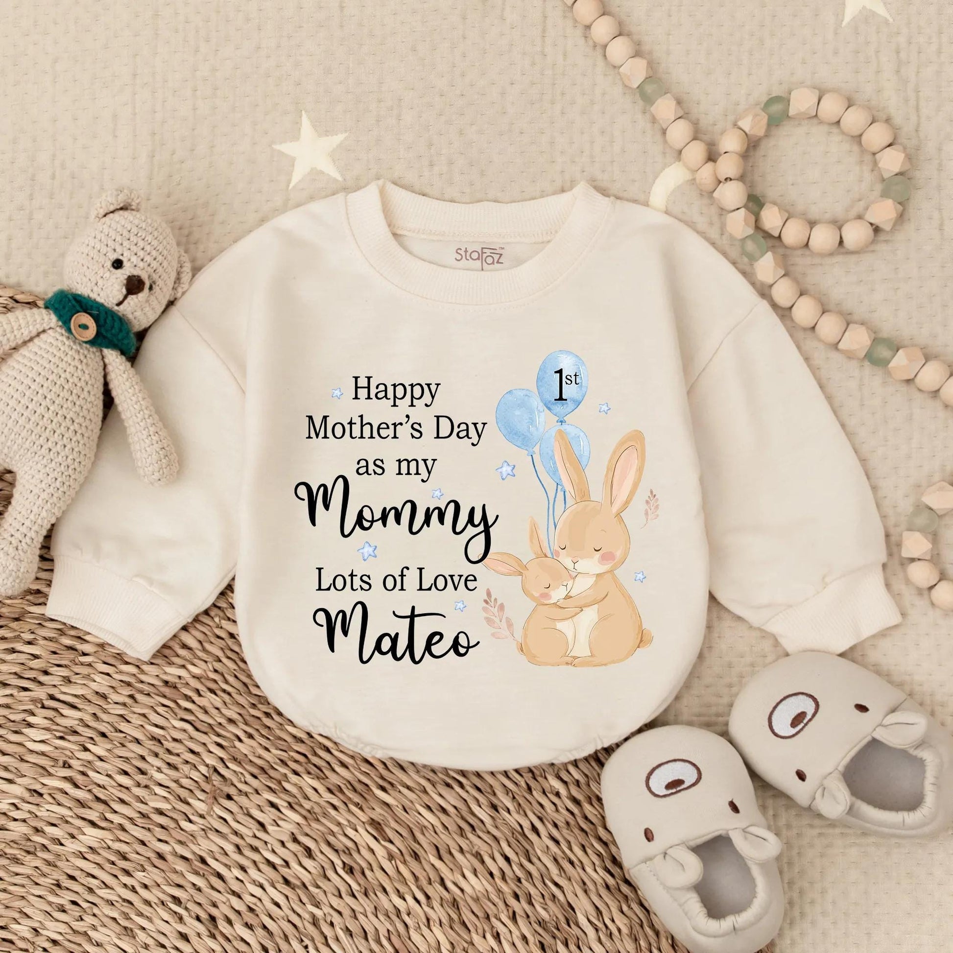 Happy 1st Mother's Day Bubble Romper Baby Boy Outfit Love My Mom Gift Newborn Bodysuit Cute Baby Shower Present
