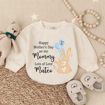 Happy 1st Mother's Day Bubble Romper Baby Boy Outfit Love My Mom Gift Newborn Bodysuit Cute Baby Shower Present