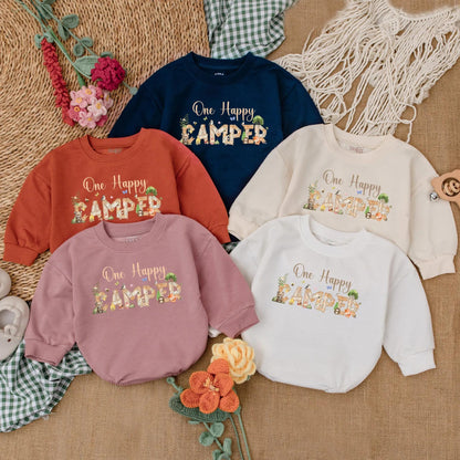 One Happy Camper 1st Birthday Baby Romper Outfit, Adventure Baby Clothes, Cake Smash Gift, Camping Party for Boy