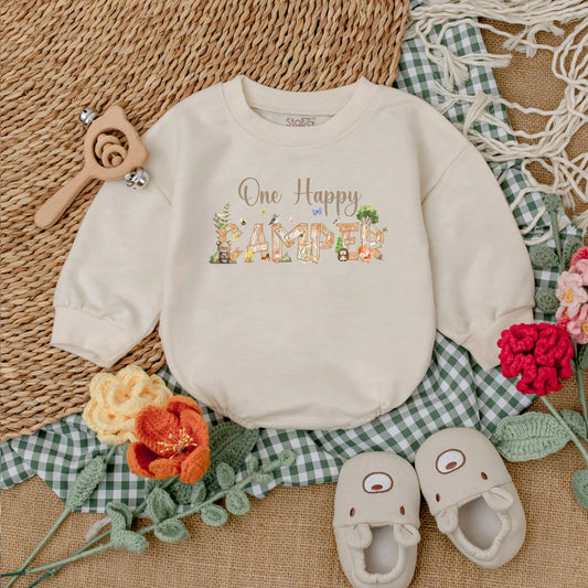 One Happy Camper 1st Birthday Baby Romper Outfit, Adventure Baby Clothes, Cake Smash Gift, Camping Party for Boy