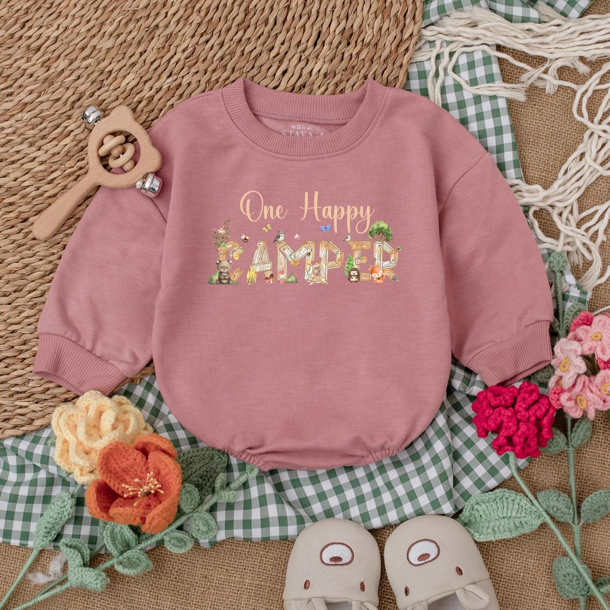 One Happy Camper 1st Birthday Baby Romper Outfit, Adventure Baby Clothes, Cake Smash Gift, Camping Party for Boy