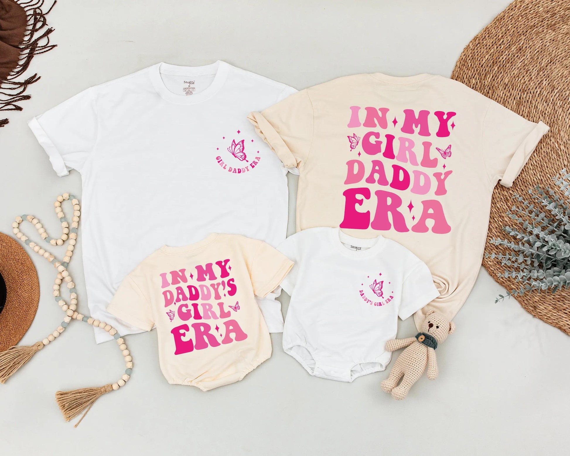 Daddy and Me Matching Outfit Girl Dad Era Romper Cute 2-Sided Print Design for Father's Day Gift Baby Girl
