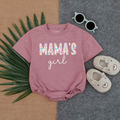 Mama's Girl Pink Bubble Romper Mama's Little Bestie Tee Sweet Baby Girl Outfit for Fathers Day Newborn Dad Gift