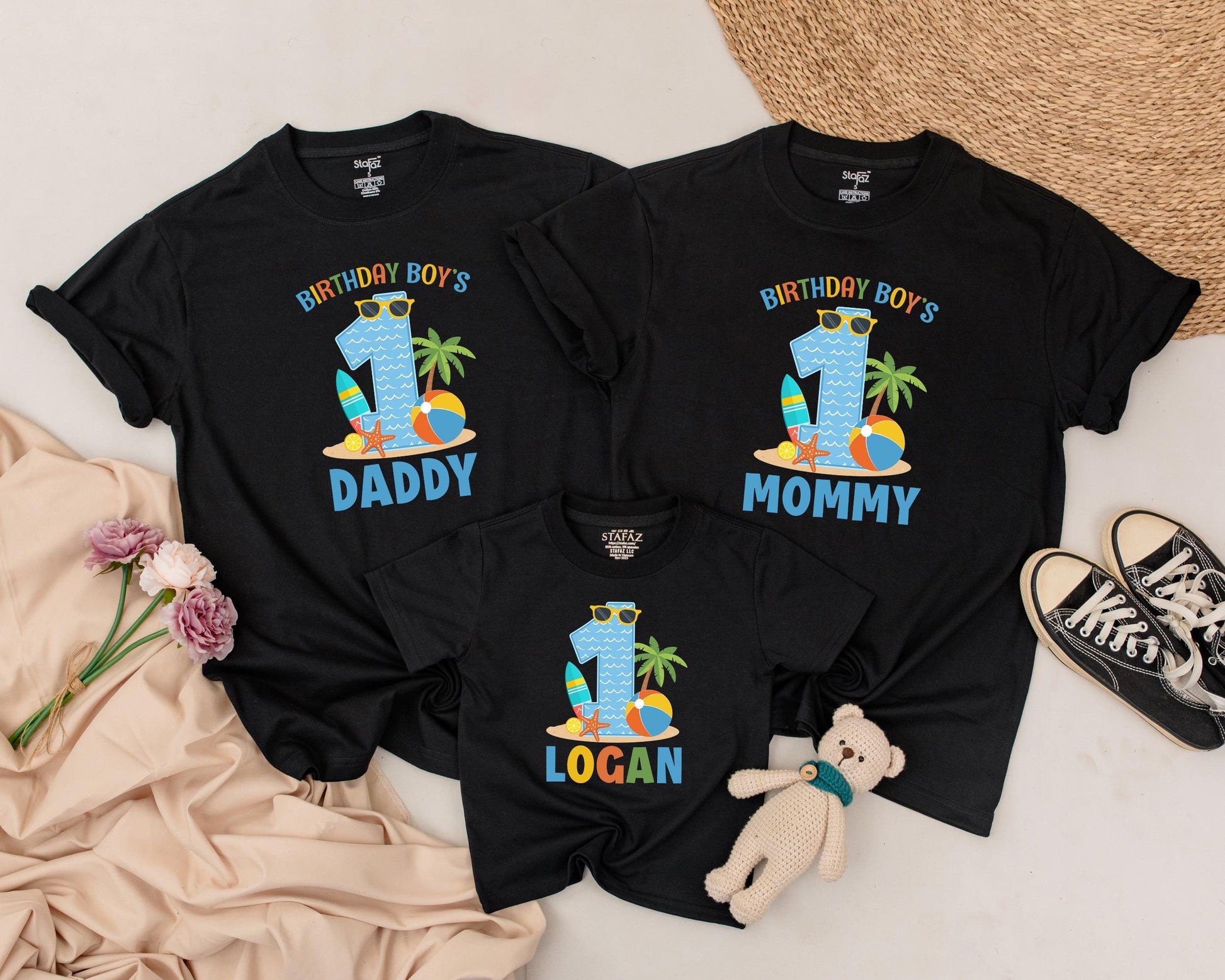 Matching Family Summer 1st Birthday Shirts: Beach Vibes for Baby Boy & Girl's First Birthday Party! Tropical Family Vacation Outfits