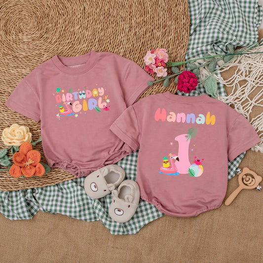 Personalized Pool Party First Birthday Girl Romper Summer Beach Baby Bodysuit Outfit Comfortable Cotton 1st Birthday Gift