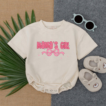 Mama's Girl Pink Bubble Romper Baby Girl Fathers Day Gift New Dad Soft T-shirt Bodysuit Little Bestie Infant Outfit