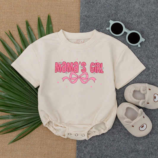 Mama's Girl Pink Bubble Romper Baby Girl Fathers Day Gift New Dad Soft T-shirt Bodysuit Little Bestie Infant Outfit