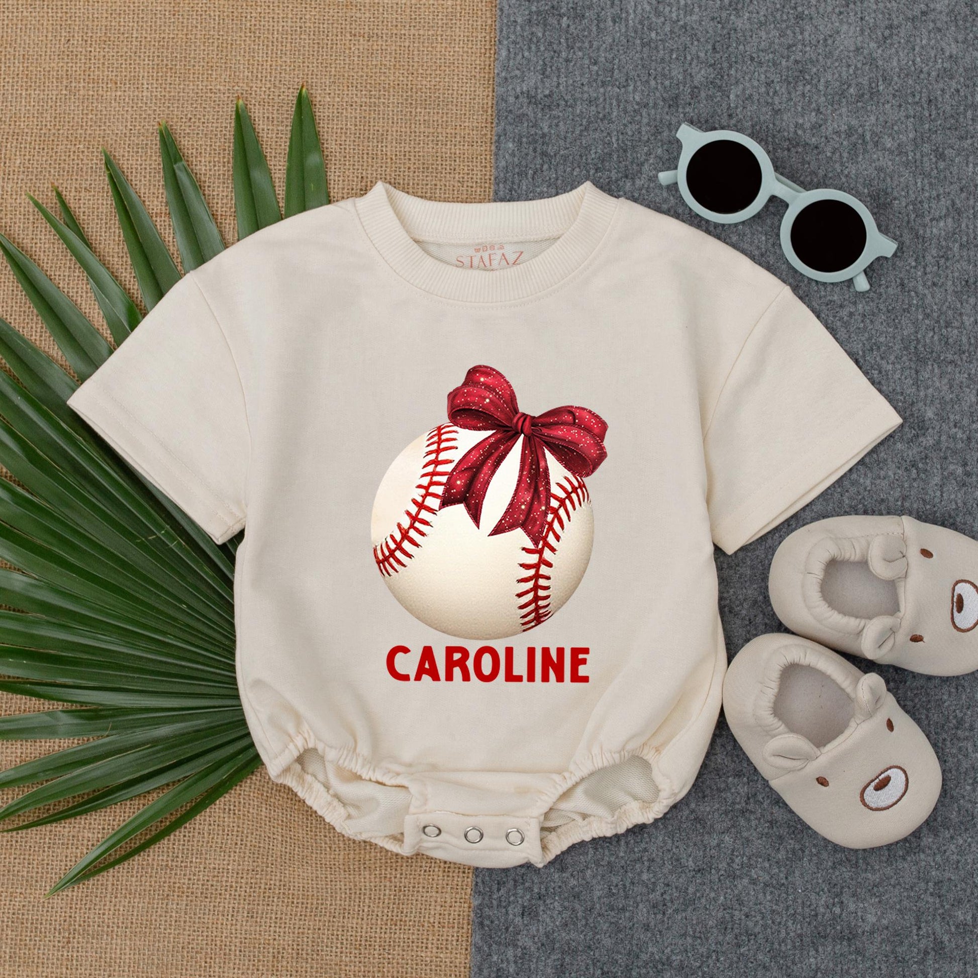 Personalized Girl Baseball Bow Romper Game Day Outfit Baby Sister Baseball Season Sports Baby Shower Gift