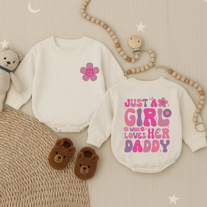 Daddy's Girl Bubble Romper for Baby Girl Cute Daddy Daughter Matching Outfit Father's Day Gift Idea