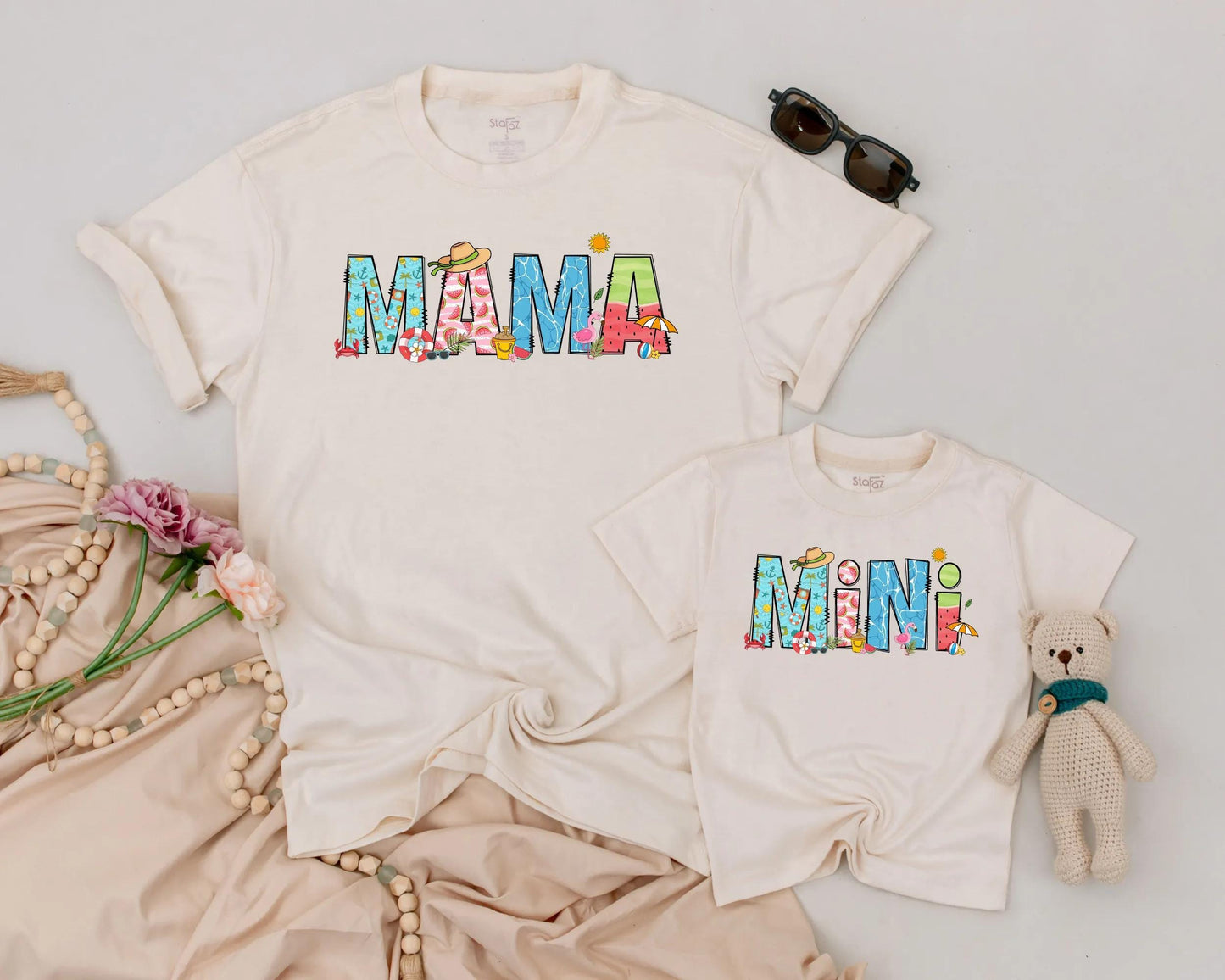 Mama & Mini Matching Tropical Getaway Shirts: Mom and Daughter Beach Vacation Tees Cute Summer Outfit Family Matching Mother's Day Gift 135 chars