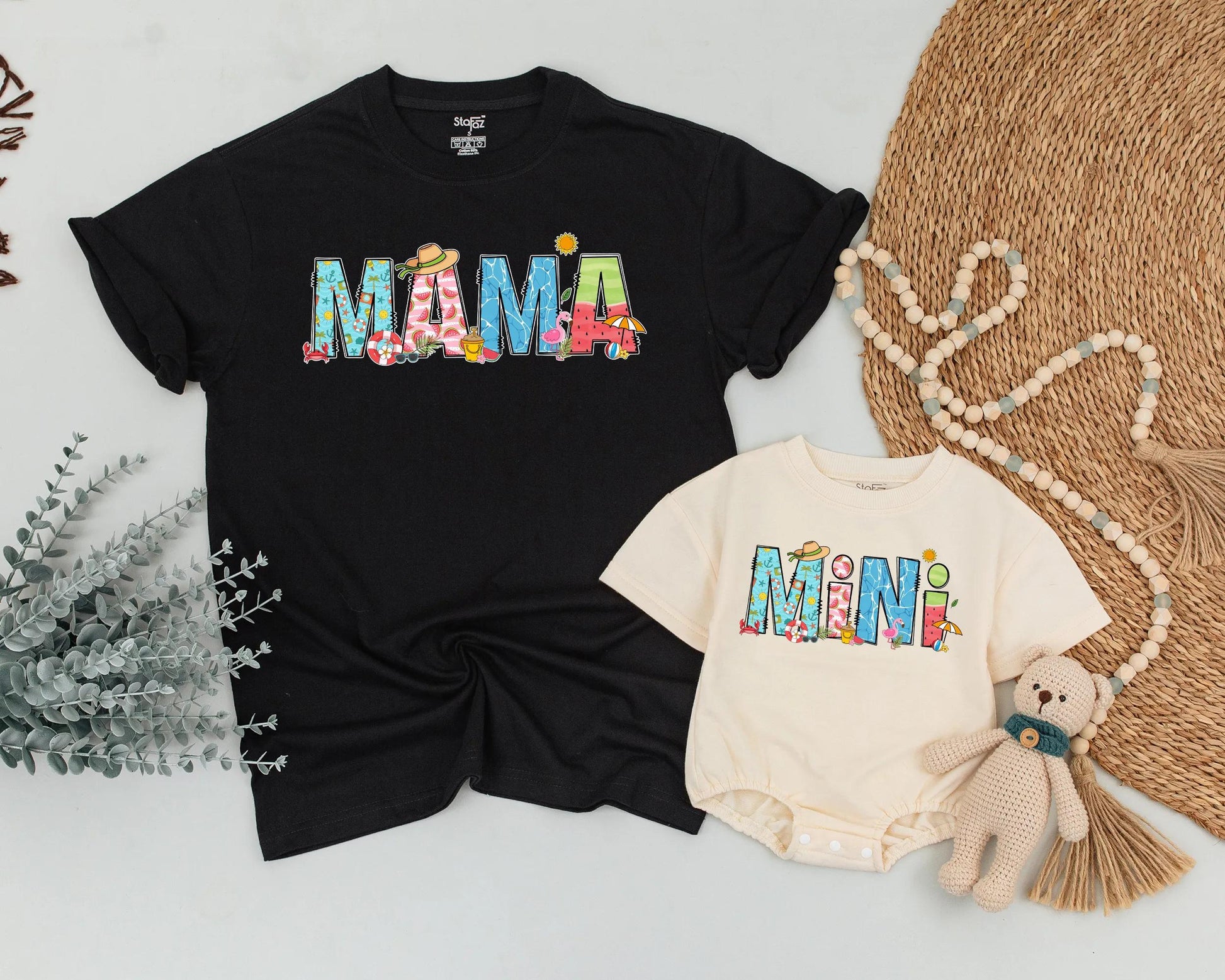 Mama & Mini Matching Tropical Getaway Shirts: Mom and Daughter Beach Vacation Tees Cute Summer Outfit Family Matching Mother's Day Gift 135 chars