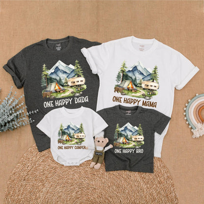 One Happy Camper 1st Birthday Matching Family Shirts | Camping First Birthday Outfit Boy, Adventure Theme, Outdoor Party, Summer Trip