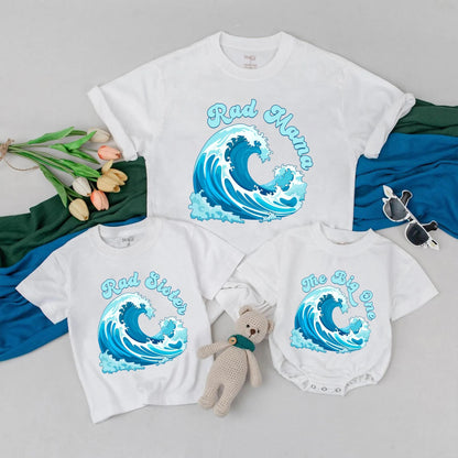 Personalized Surf First Birthday Family Matching T-Shirts Summer Vacation Beach Party Tees for Mom Dad Baby Kid Gifts