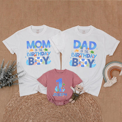 Matching Family Ocean Animals First Birthday Shirts for Baby Boy Whale Oneder the Sea Party Theme Outfit Summer Celebration Gift