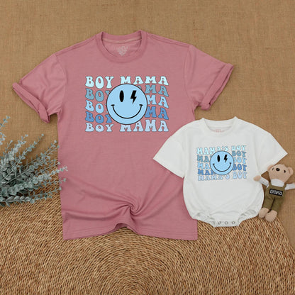 Mama & Mama's Boy Matching First Mother's Day Shirts, Mom & Son Outfits, Baby Boy Gift, Smile Face Design