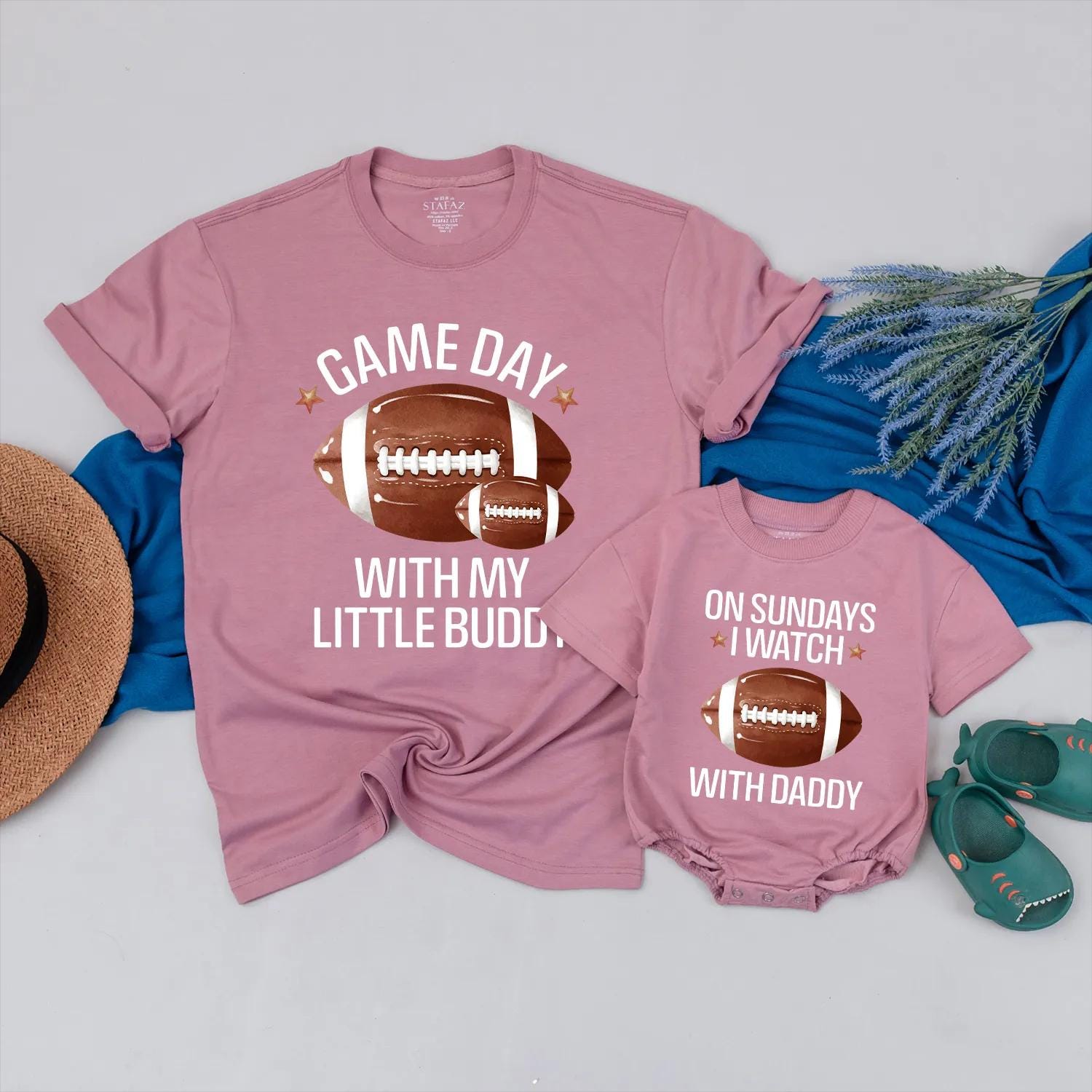 Daddy & Me Game Day Football Matching Outfits Perfect Father's Day Gift for New Dads and Little Football Fans Sunday Funday