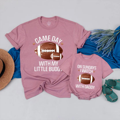 Daddy & Me Game Day Football Matching Outfits Perfect Father's Day Gift for New Dads and Little Football Fans Sunday Funday