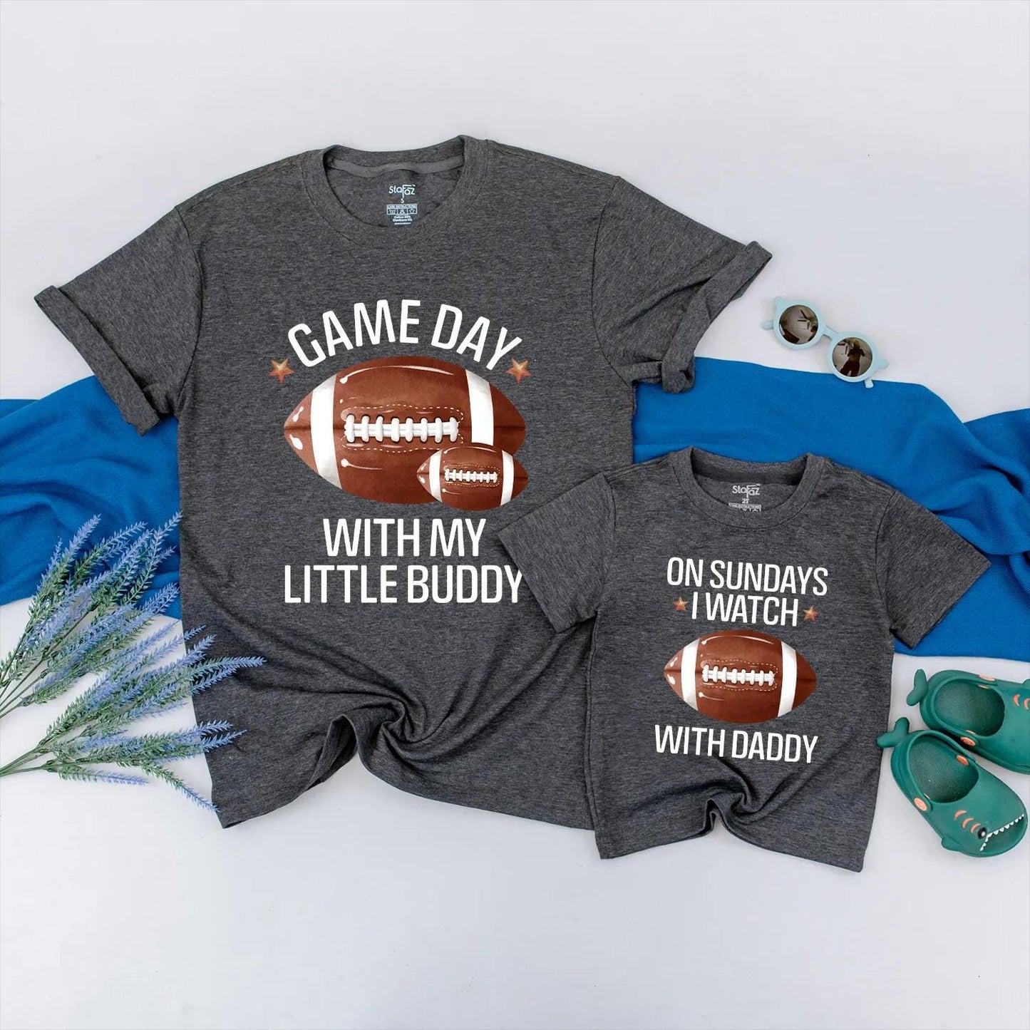 Daddy & Me Game Day Football Matching Outfits Perfect Father's Day Gift for New Dads and Little Football Fans Sunday Funday