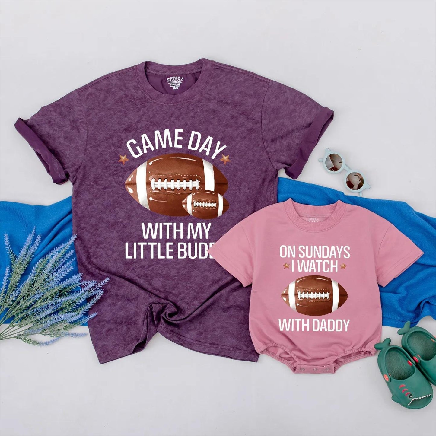 Daddy & Me Game Day Football Matching Outfits Perfect Father's Day Gift for New Dads and Little Football Fans Sunday Funday