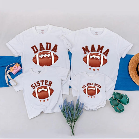 Matching Football 1st Birthday Family Shirts - Personalized Boy's First Birthday Outfit, Custom Game Day Tees, Daddy & Me