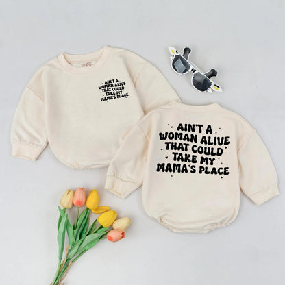 Mama's Place Baby Bubble Romper Cute Toddler Sweatshirt Look Mother's Day Outfit Two Sided Baby Gift for Mom