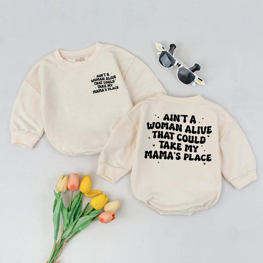 Mama's Place Baby Bubble Romper Cute Toddler Sweatshirt Look Mother's Day Outfit Two Sided Baby Gift for Mom
