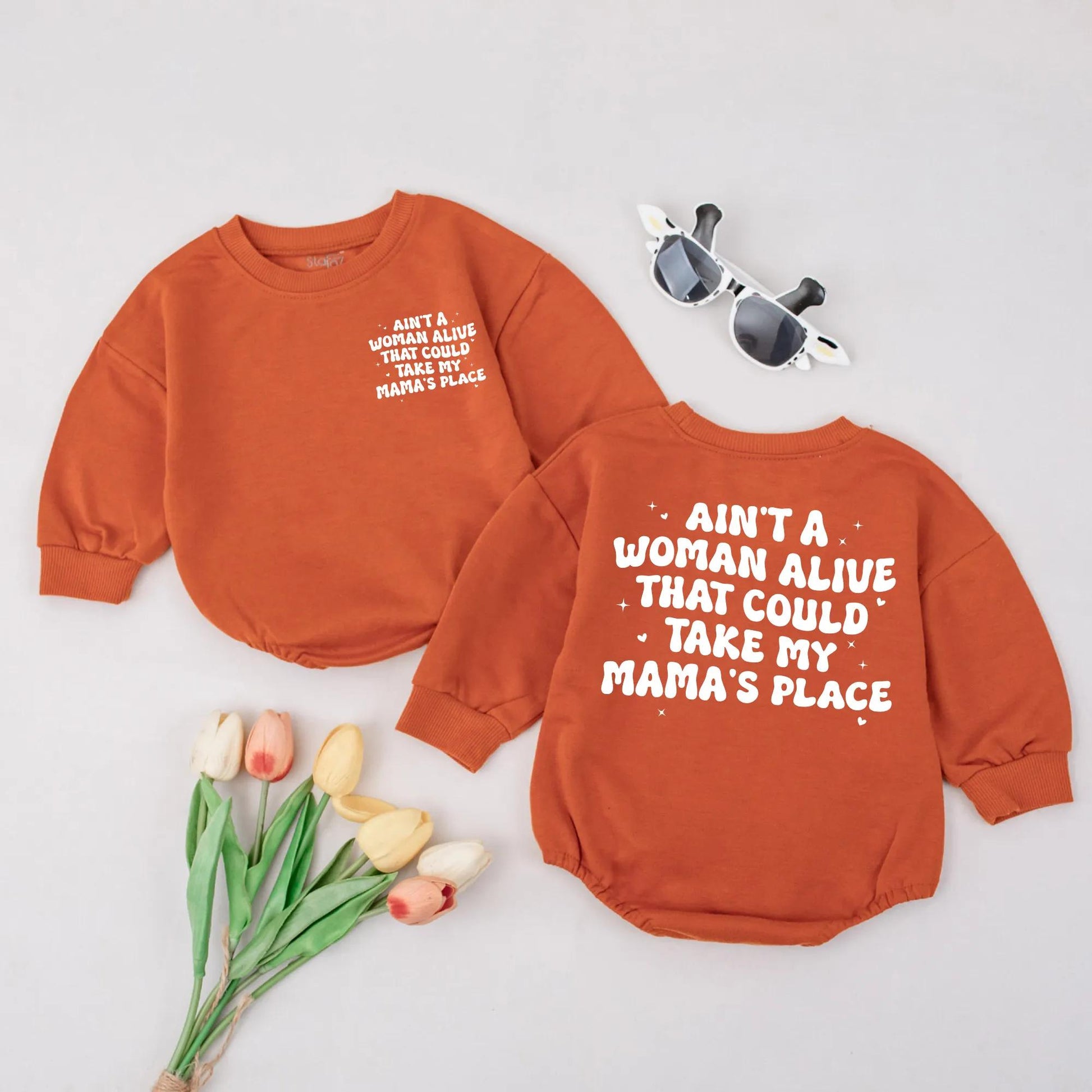 Mama's Place Baby Bubble Romper Cute Toddler Sweatshirt Look Mother's Day Outfit Two Sided Baby Gift for Mom