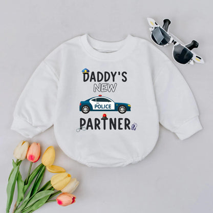 Police Baby Bubble Romper Daddy's New Partner Outfit Law Enforcement First Responder Theme Cute Cop Newborn Baby Clothes Shower Gift